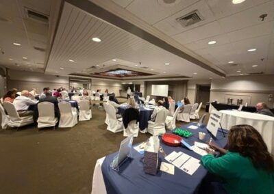 A panoramic photo of the hotel ballroom during the event.