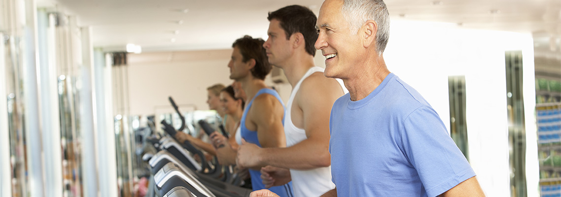 men running on a treadmil