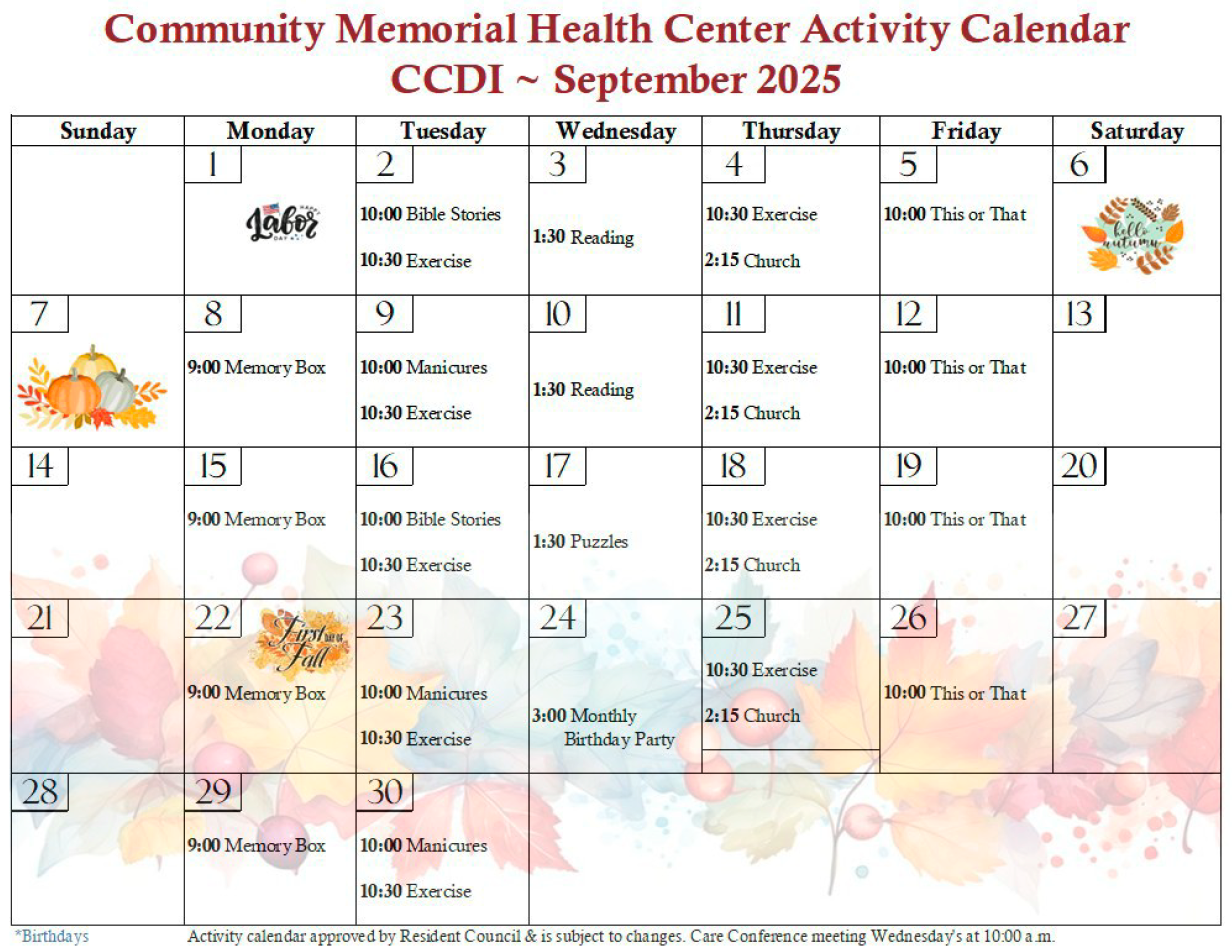 CCDI September calendar
