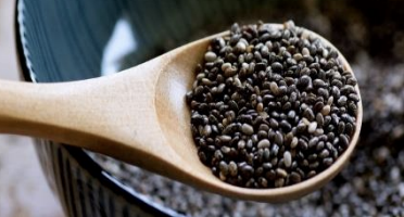 Chia seeds on a spoon