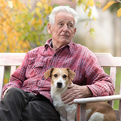 Sweet elderly man in a wheelchair smiling and wearing a cap