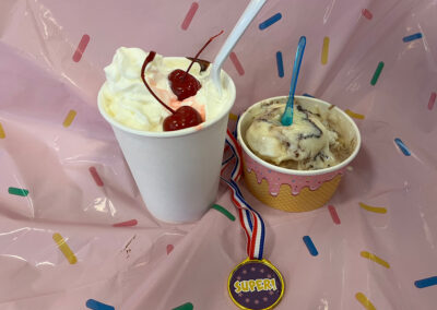 Two cups of ice cream at an event at Lowry Hills
