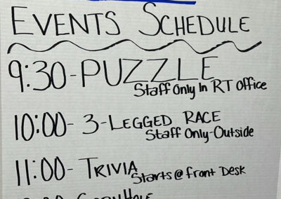 The schedule at Lowry Hills