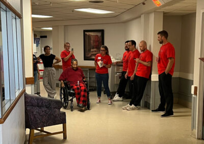 Employees in the hallway at Lowry Hills