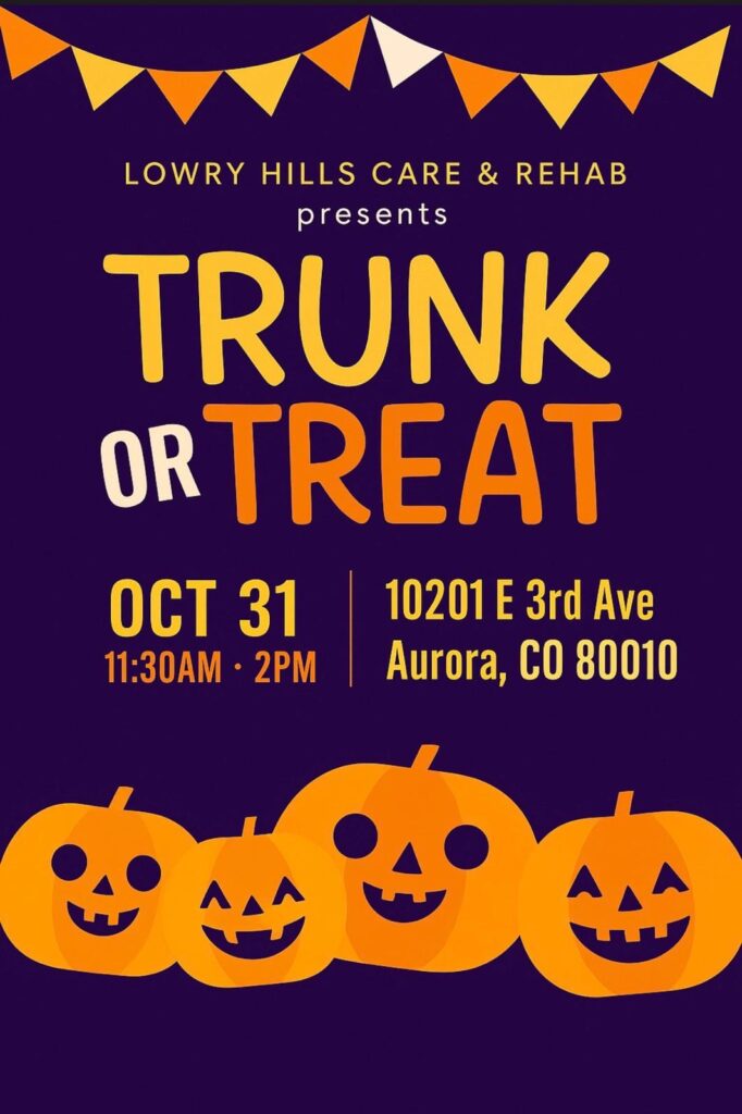 Trunk or Treat event at Lowry Hills on October 31st.