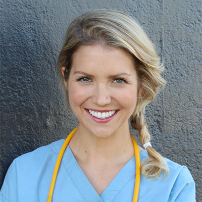 A nurse smiling.