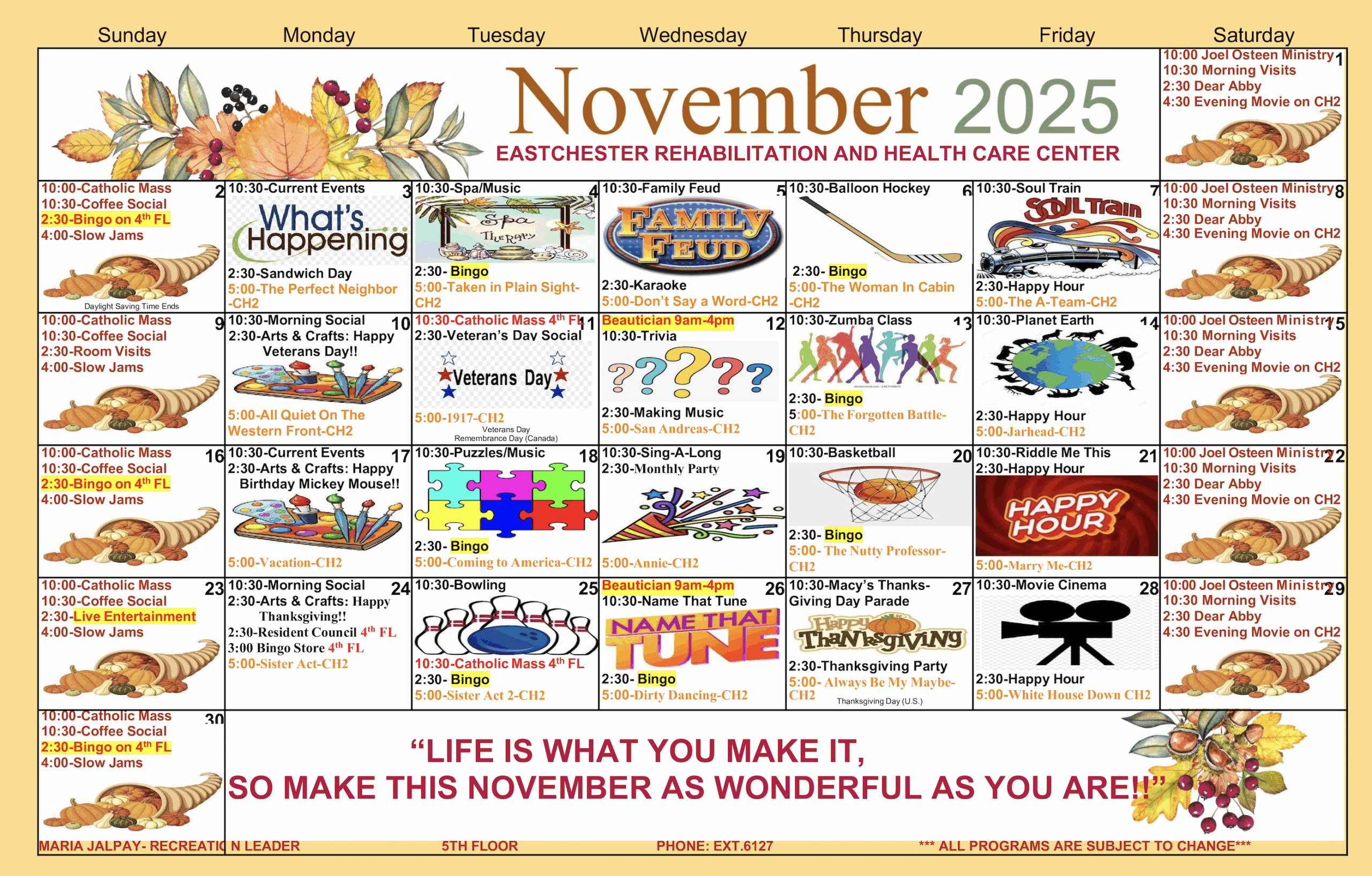 Fifth Floor Calendar