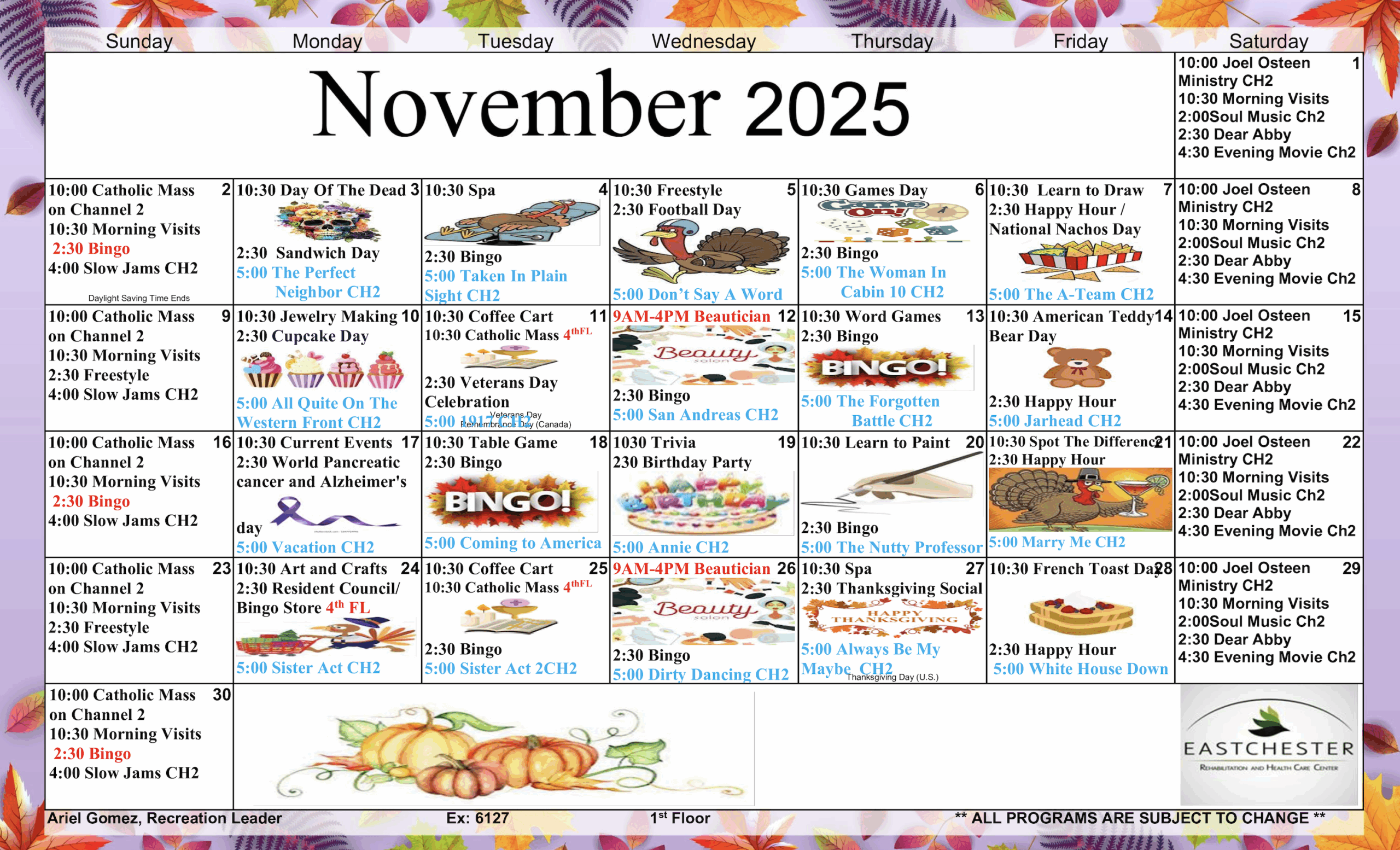 First Floor Calendar