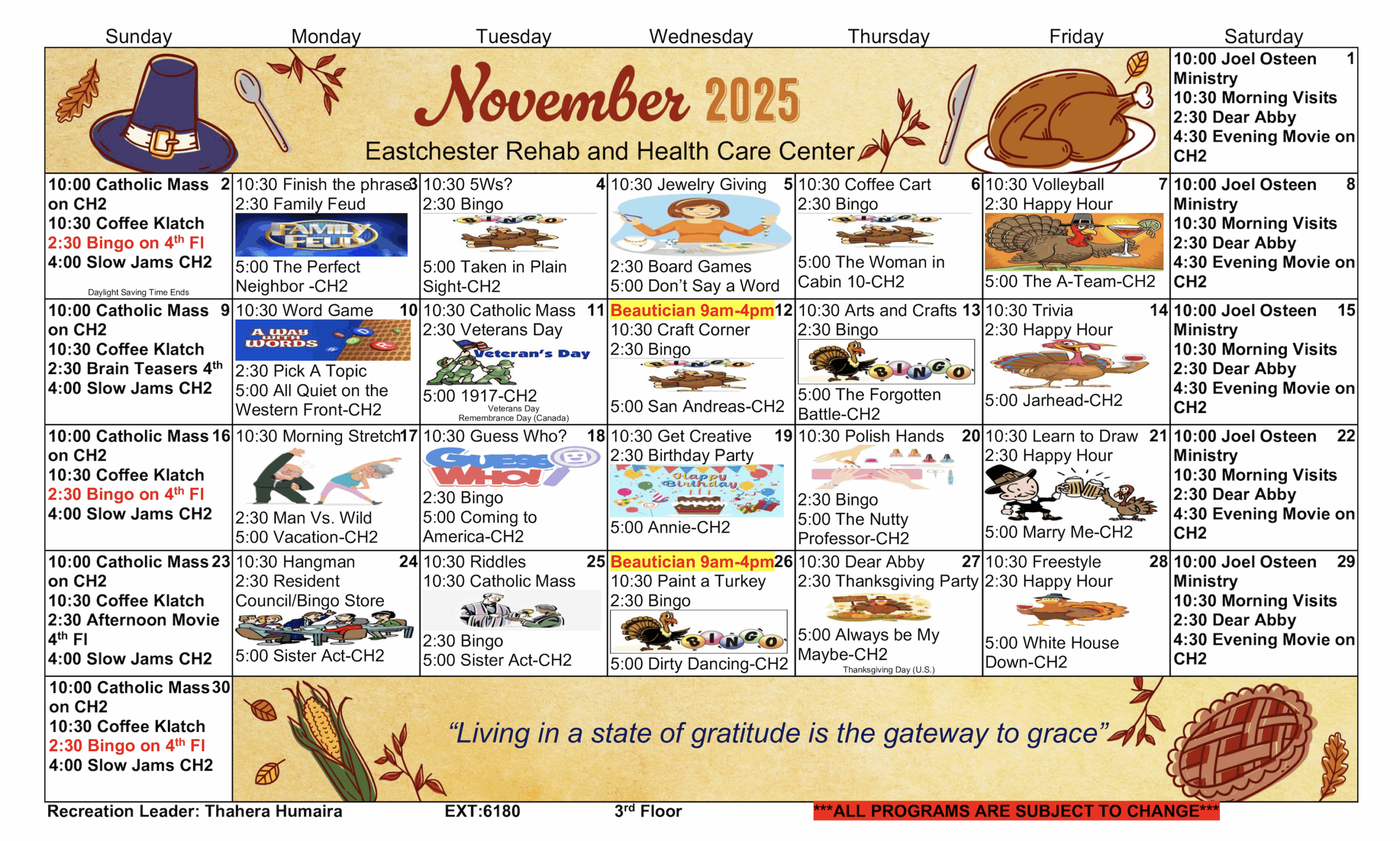 Third Floor Calendar