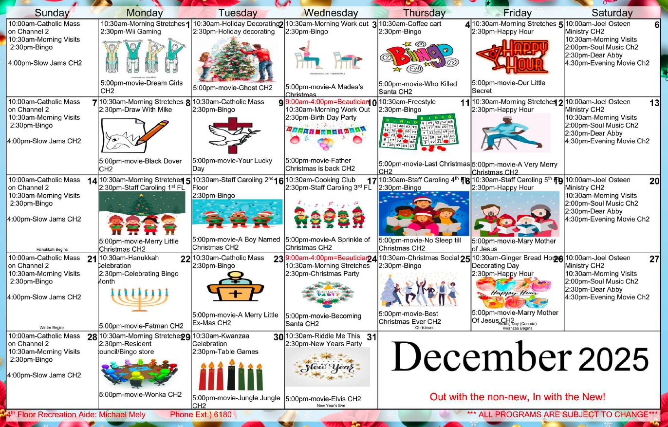 Eastchester 4th floor calendar