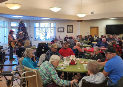 Residents at a Christmas activity at Elm Crest