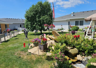 Trees and plants in the courtyard at Elm Crest