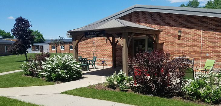 front sidewalk to Field Crest Care