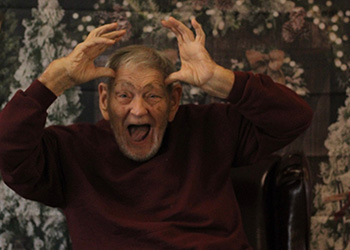 pony greeting a resident