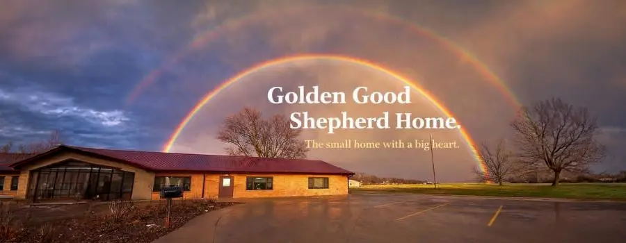 a double rainbow above the Golden Good Shepherd Home