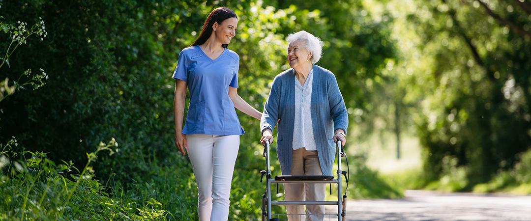 a nurse and woman in short term rehab