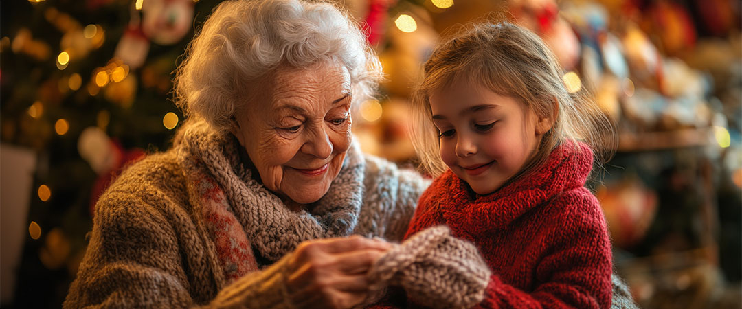 An elderly woman and child spending time together