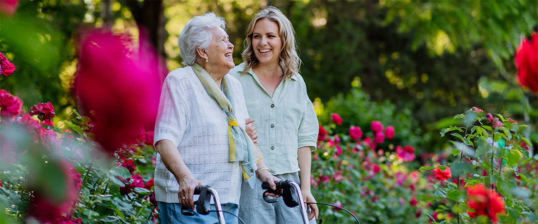 two women walking and working on mobility
