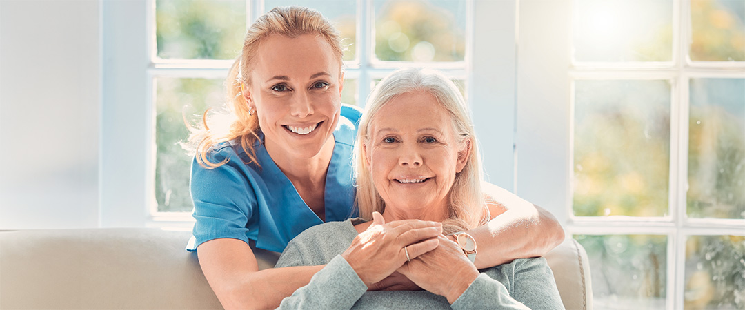 a nurse informing a senior about wound care