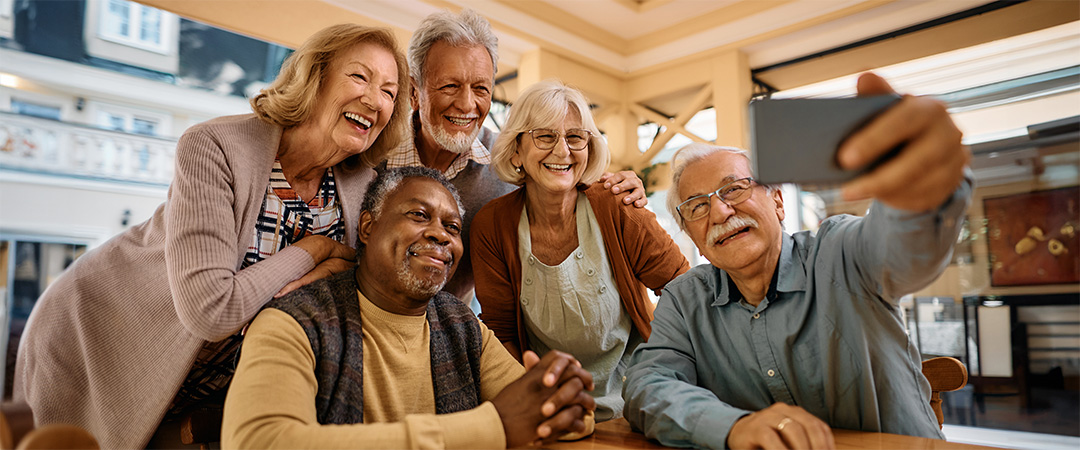 a group of elderly people participating in seasonal activities
