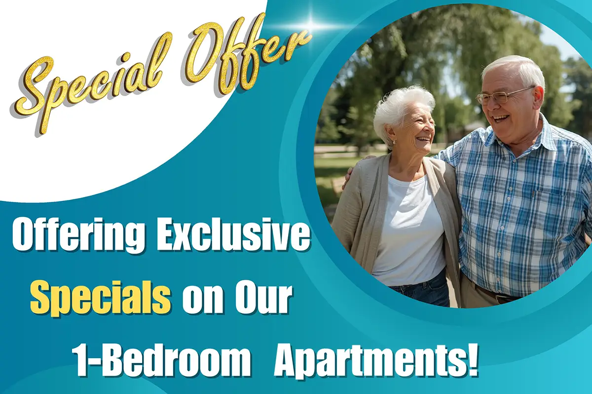 Man and woman walking arm in arm outside for special one bedroom offer