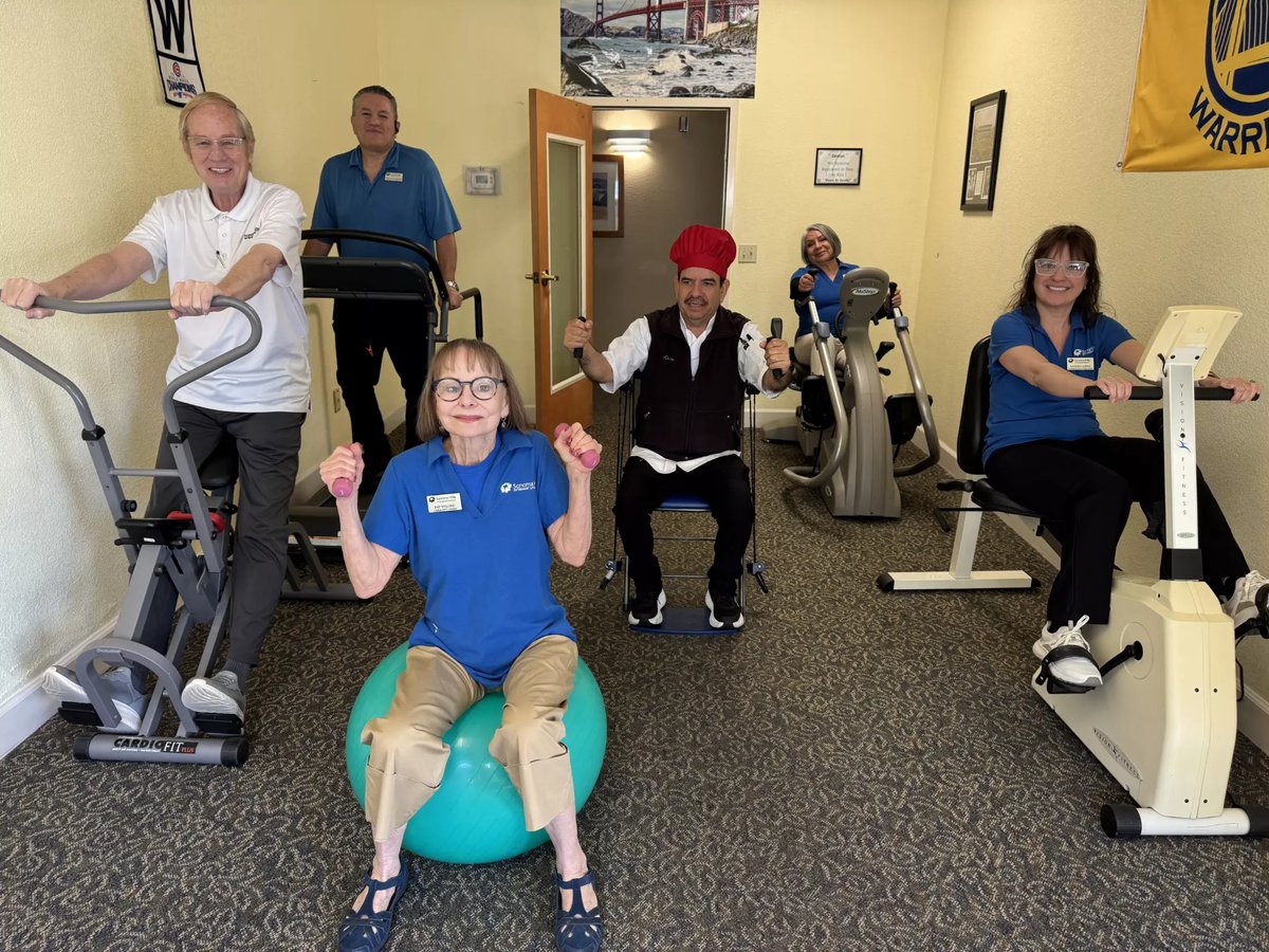 Sonoma Hills staff working out on the equipment in the gym.