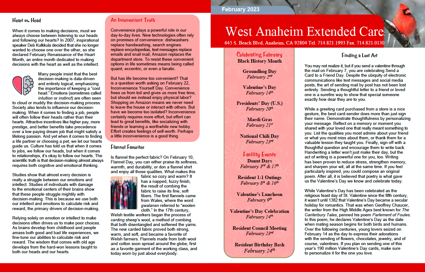 West Anaheim February newsletter West Anaheim February newsletter