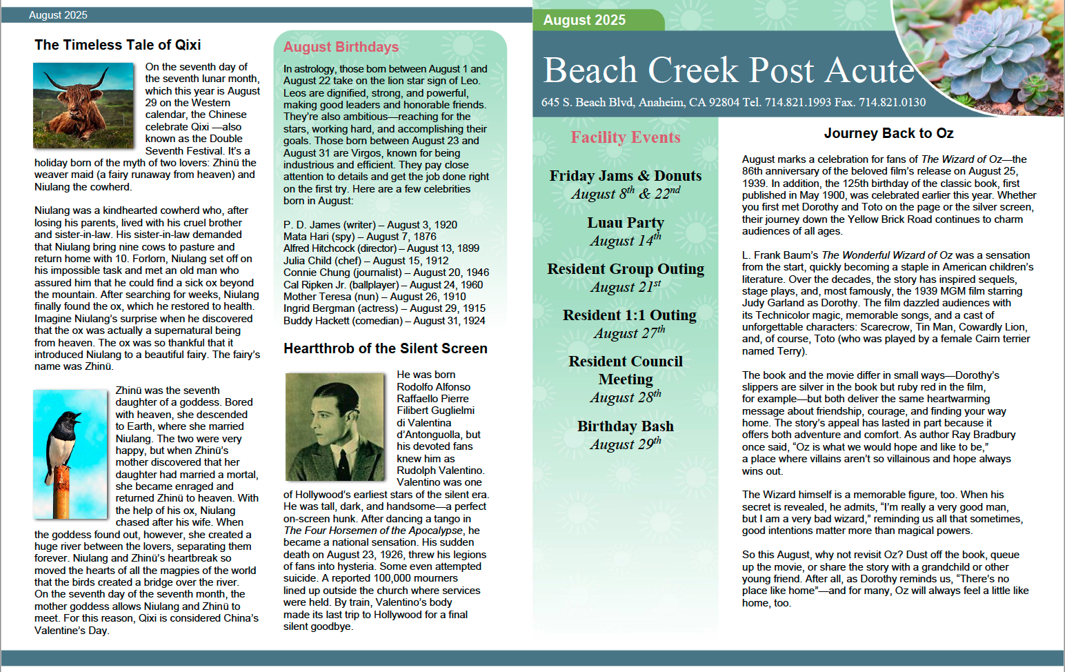 Beach Creek August newsletter Beach Creek August newsletter