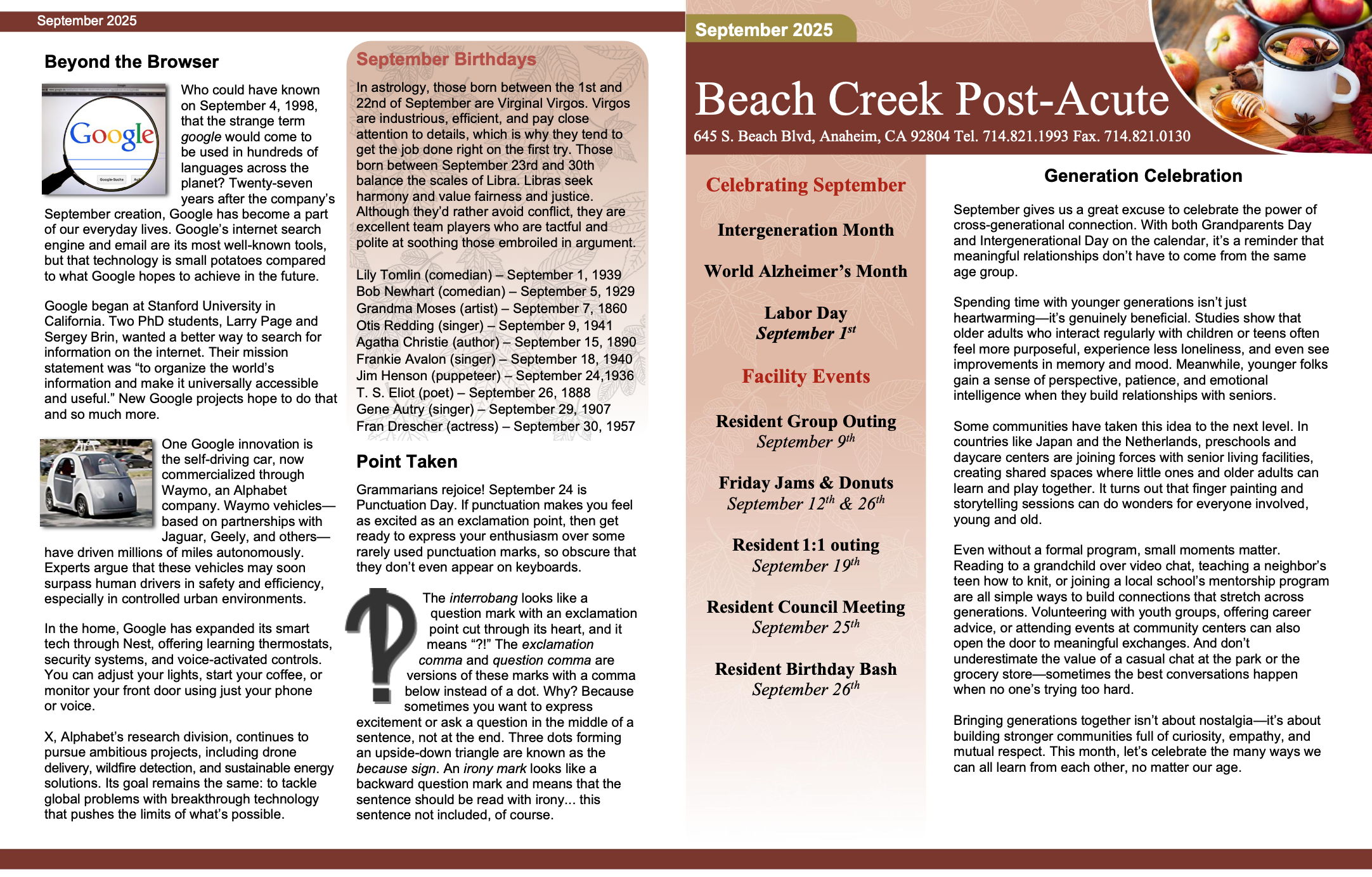 September Newsletter September Newsletter
