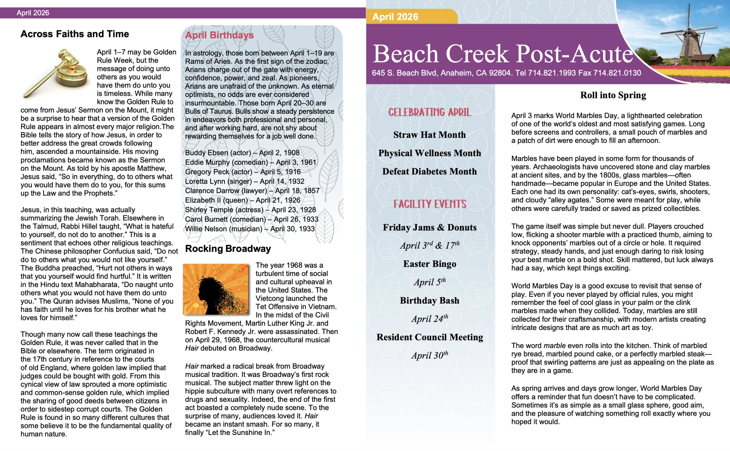 Beach Creek April 2026 Newsletter