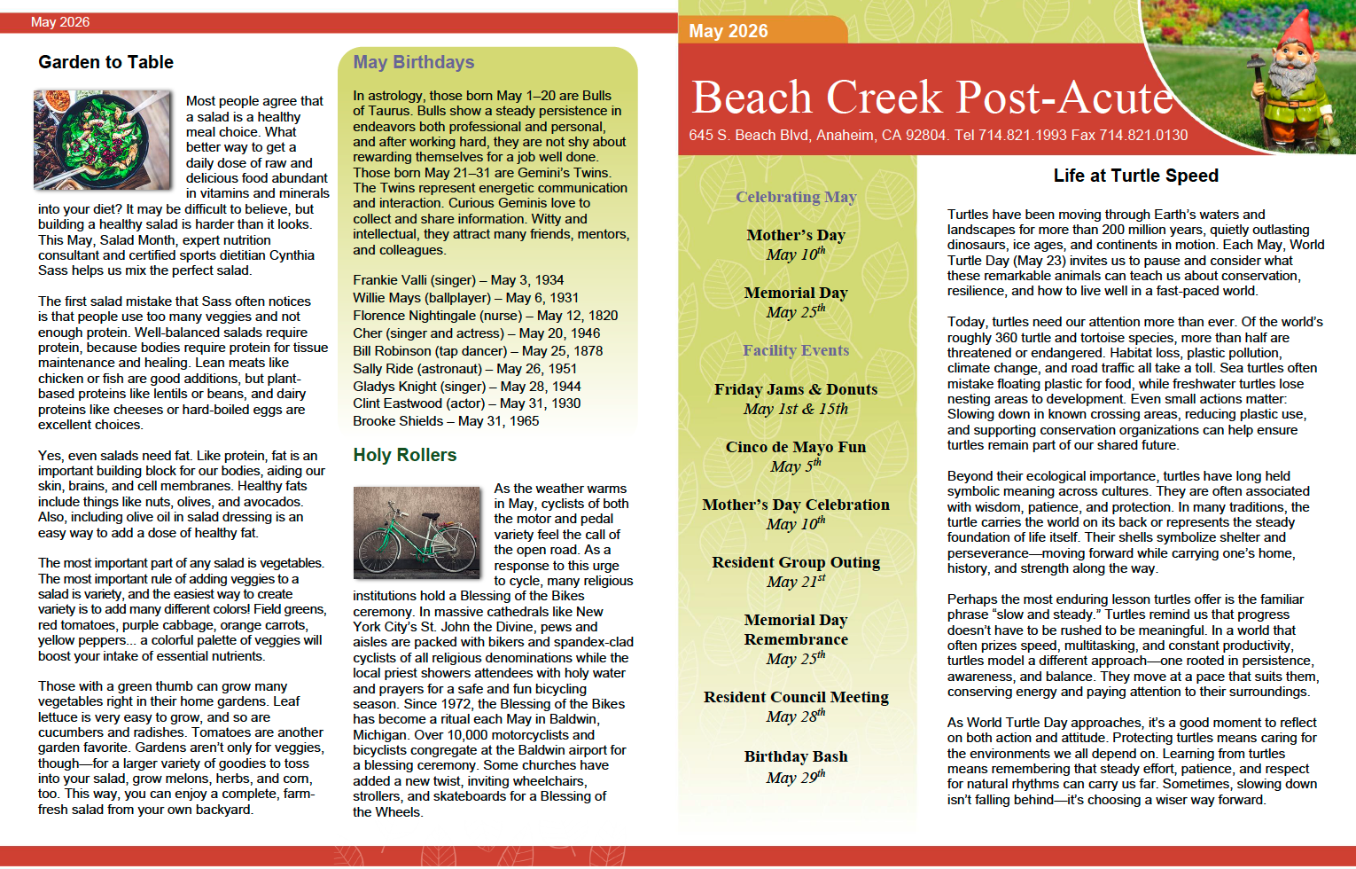 Beach Creek May newsletter