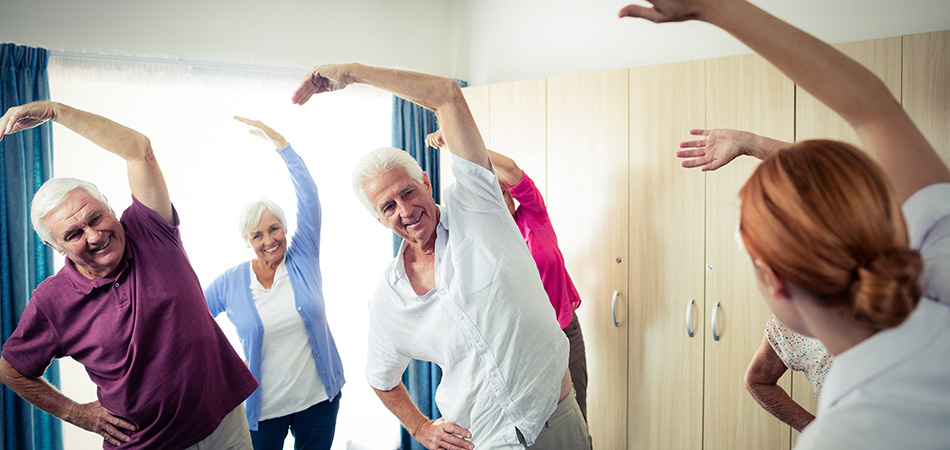 Seniors exercising together.