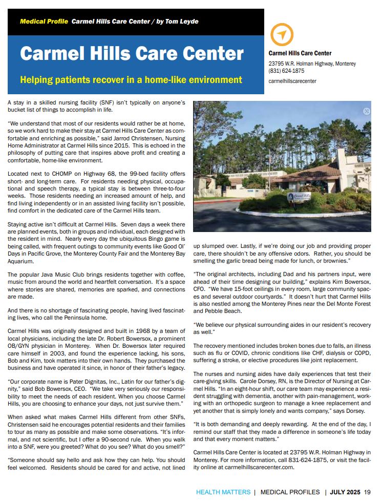 Carmel Hills Care Center - Helping patients recover in a home-like environment